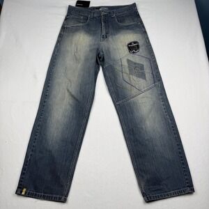 Southpole Jeans Mens 34x32 Blue Wide Leg Baggy Denim Faded Wash Y2K Streetwear